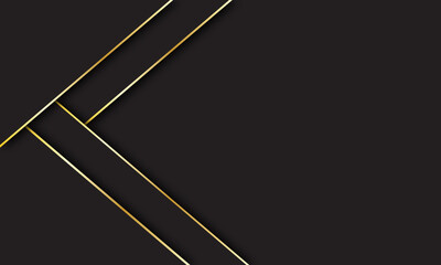 Black and gold overlapped stripes vector header. Geometric material banner with blank space for your logo. Dark abstract vector