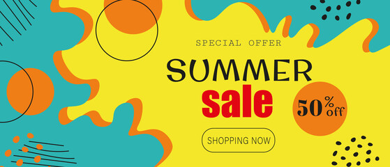 Summer sale banner, abstract background. Can be used for template, banners, wallpaper, flyers, invitation, posters, brochure, voucher discount.