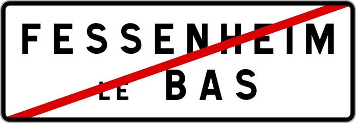 Panneau sortie ville agglomération Fessenheim-le-Bas / Town exit sign Fessenheim-le-Bas