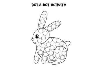 Dot a dot game for preschool kids. Cute rabbit.