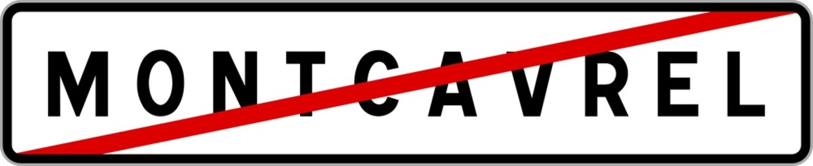Obraz premium Panneau sortie ville agglomération Montcavrel / Town exit sign Montcavrel