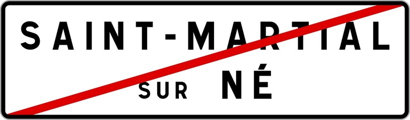 Panneau sortie ville agglomération Saint-Martial-sur-Né / Town exit sign Saint-Martial-sur-Né