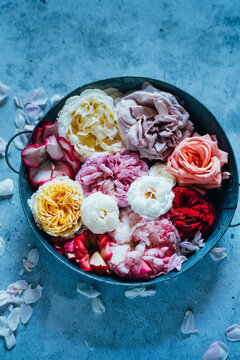 Infused water with rose petals