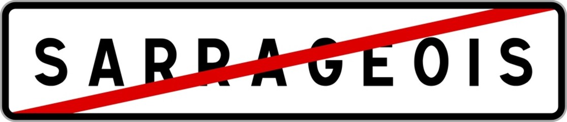 Panneau sortie ville agglomération Sarrageois / Town exit sign Sarrageois