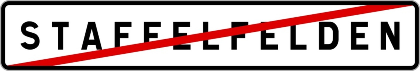 Fototapeta premium Panneau sortie ville agglomération Staffelfelden / Town exit sign Staffelfelden