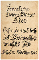 Old postcard calligraphic handwritten text vintage texture background