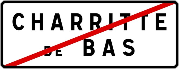 Panneau sortie ville agglom&eacute;ration Charritte-de-Bas / Town exit sign Charritte-de-Bas