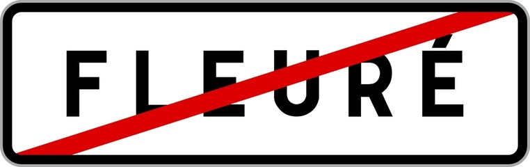 Panneau sortie ville agglomération Fleuré / Town exit sign Fleuré