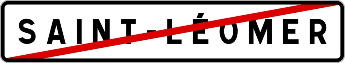 Obraz premium Panneau sortie ville agglomération Saint-Léomer / Town exit sign Saint-Léomer