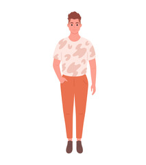 Fototapeta premium Modern young man in casual outfit. Stylish fashionable look. Hand drawn vector illustration