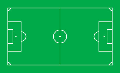 Soccer field from above. Football competition symbol. Team sport. Vector illustration. stock image.
