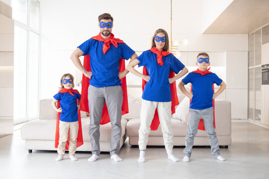 Portrait of superhero family