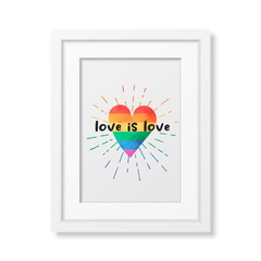 Love is Love. Vector Design for T-shirt, Plackard Print, Pride Month Celebrate Concept. Typography Qute with Lgbt Rainbow, Transgender Flag. LGBT, Gays, Lesbians, Fight for Human Rights