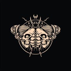 dark beetle tattoo vector design - obrazy, fototapety, plakaty