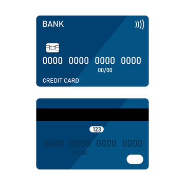 Blue bank card. Business card mockup. Vector illustration. stock image.