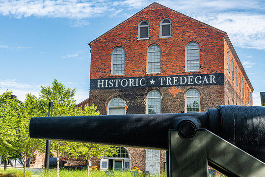 Civil War cannon in front of Historic Tredegar in Richmond, VA