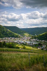 View form hill to Trarbach and mountains. (Germany)