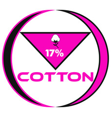 cotton vector art illustration sign symbol in pink circular shape business stamp isolated on white background