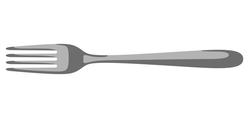Illustration of steel fork. Kitchen and restaurant utensil.
