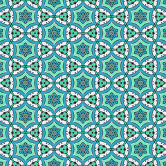 Fototapeta na wymiar Composition with graphic mosaic on green background. Seamless pattern for wallpapers. Vector version.