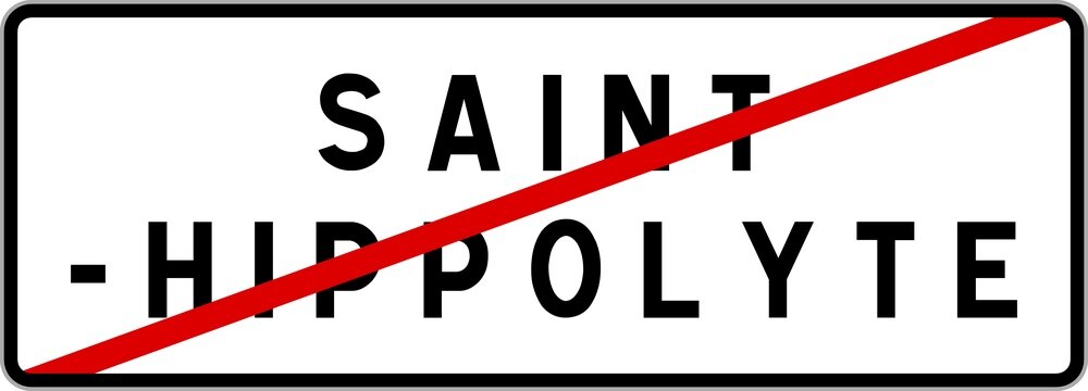 Panneau sortie ville agglomération Saint-Hippolyte / Town exit sign Saint-Hippolyte