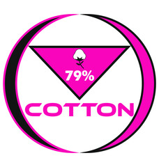 cotton vector art illustration sign symbol in pink circular shape business stamp isolated on white background