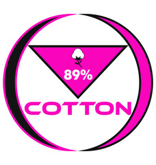 cotton vector art illustration sign symbol in pink circular shape business stamp isolated on white background