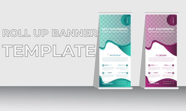 Professional Roll up stand banner template design, vertical, background, pull up design, modern Banner, rectangle