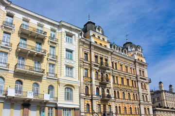 Fototapeta na wymiar Beautiful old building at Bohdan Khmelnitsky street in Kyiv, Ukraine 