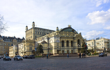 Fototapeta na wymiar National Opera and Ballet Theater of Ukraine named after T.G. Shevchenko in Kyiv, Ukraine