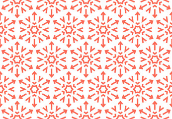 Abstract geometric pattern with lines, snowflakes. A seamless vector background. White and pink texture. Graphic modern pattern