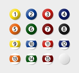 Colorful flat billiard balls. Vector illustration. stock image.