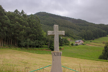 christian cross in a rural area