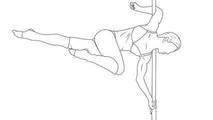 The girl beautifully dances on the pylon in a linear style
