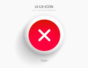 X icon. No symbol. Checkmark and cross icon. False icon. Red deny sign. 3d art vector color icon for mobile apps, websites, presentation, UI UX.