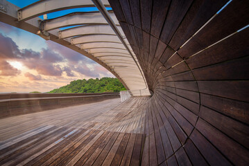 Henderson wave bridge on dramatic sky at sunset in Singapore.