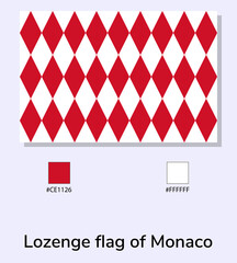Vector Illustration of Monaco flag with lozenges isolated on light blue background. Illustration Monaco flag with lozenges.