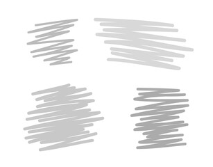 Simple hatching. Hand drawn hatched shapes. Freehand art. Abstract hatchings. Black and white illustration