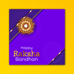 realistic golden rakhi background for banner poster greeting card