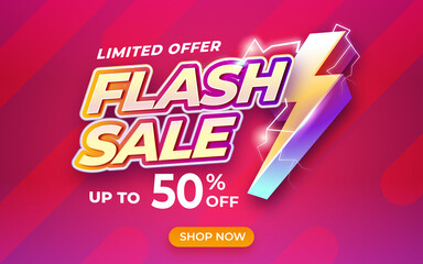 Flash sale banner template with editable text