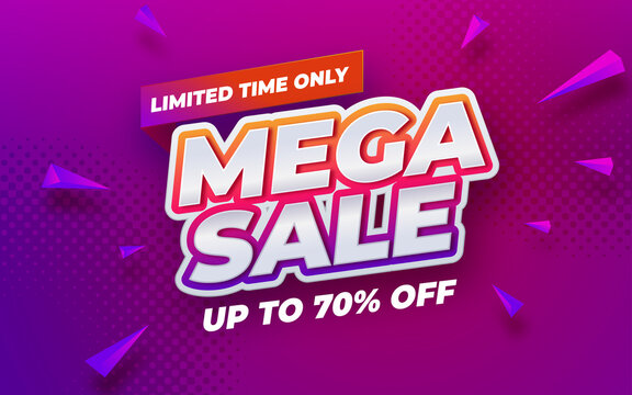 Mega sale banner template. Editable text