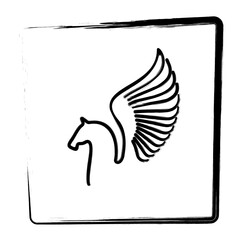 pegasus horse, brush frame, vector illustration.