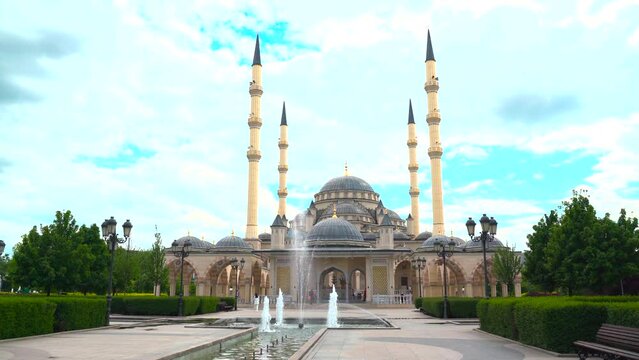 Akhmad Kadyrov Mosque also known as The Heart of Chechnya . Grozny, Chechnya Chechen Republic , Russia, Caucasus.