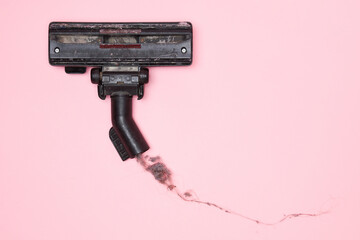 Vacuum cleaner clogged with garbage dirt and hair on a light background Dirt dust hair clogged in...