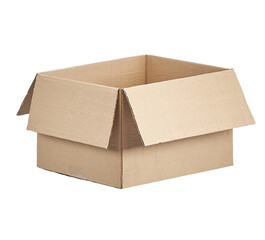 cardboard open box on white background isolate