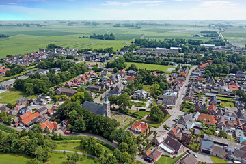 Fototapeta na wymiar Aerial from the traditional village Ternaard in Friesland the Netherlands