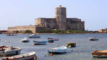 Fototapeta na wymiar Trapani, Sicily (Italy): medieval Castle of Dovecote (Castello della Colombaia), also called Peliade Tower or Sea Castle