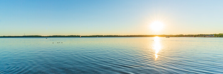 A beautiful sunset at the Cospudener See in summer