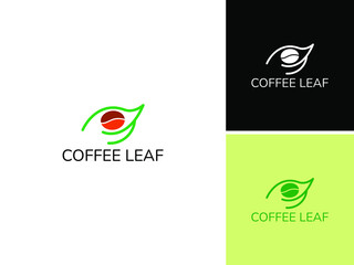 ILLUSTRATION COFFEE ISOLATED WITH LEAF LOGO DESIGN VECTOR GOOD FOR COFFEE SHOP, BRAND COFFEE