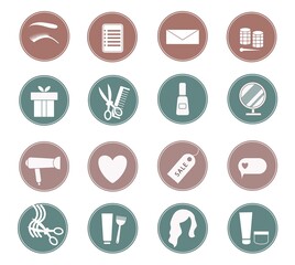 Set of colorfull beauty icons for SPA salon and cosmetics, hairdresser. Instagram highlights icon design.
